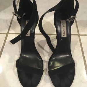 Barely there black heeled sandals